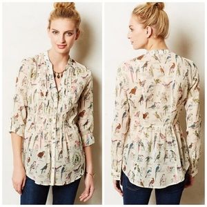 Anthro Maeve Bird Classification Pintuck Top